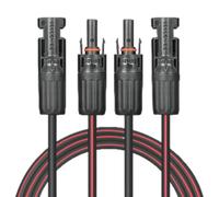 VALEMO 20ft/6m 10AWG/6mm² twin-core solar cable with male and female MC4 connectors on opposite ends. For domestic, shop and caravan solar panels.