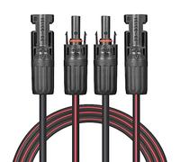 VALEMO 20ft/6m 12AWG/4mm² twin-core solar cable with male and female MC4 connectors on opposite ends. For domestic, shop and caravan solar panels.