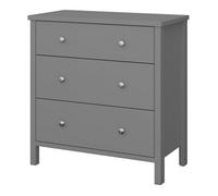Valenca Satin Grey Mdf 3 Drawer Wide Chest Of Drawers (H)840mm (W)800mm (D)410mm