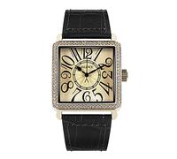 Valence Vintage Watch for Women - Large Sqaure Face - Dainty Luxury Brown or Black Leather Strap Small Band - Small Wrist Dress Elegant - Gift for Christmas, Black, vintage