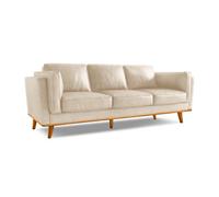 Valencia Artisan Leather Three Seats Sofa Beige Nappa 11000 Top Grain Leather Alder Wood Legs And Frame