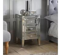 Valencia Bedside Cabinet - 3 Drawer - Mirrored
