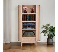Valencia Bookcase - 1 Drawer - Curved - Natural Rattan and Mango Wood