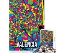 Valencia City Map Pop Art Puzzles for Teenagers 1000 Pieces Birthday Gifts Improve Memory Home Decoration Toys Suitable for People Aged 14 And Above size 50x75cm