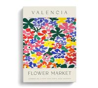 Valencia Flower Market Exhibition No. 3 Canvas Print | Gallery Wrapped 30mm Frame Wall Art | 30x20 inches | Ready to Hang | Modern Floral Picture | Living Room Bedroom Lounge Office