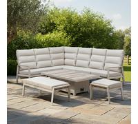 Valencia Garden Corner Dining Set - Rising Table - Ceramic Top - Recliner Dining Chair - Latte