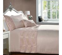 Valencia Geometric Zig Zag Pleated Duvet Quilt Cover Bedding Set - PINK / SILVER