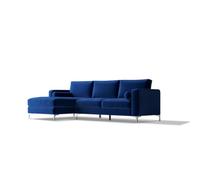 Valencia Luna L Shape Sofa Blue Kiln Dried Wood Stainless Steel Leg High Density Foam Ultimate Comfort