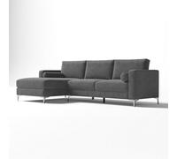 Valencia Luna L Shape Sofa Grey Kiln Dried Wood Stainless Steel Leg High Density Foam Ultimate Comfort
