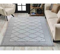 Valencia Modern Trellis Design Carved Area Rugs Grey Black 60X110 Cm