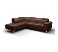 Valencia Pista Modern Top Grain Leather Reclining Sectional Left Hand Facing Chaise Sofa Chocolate Color