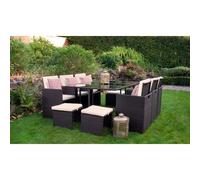 Valencia Rattan Garden Patio Dining Set by Royalcraft - 10 Seats Ivory Cushions