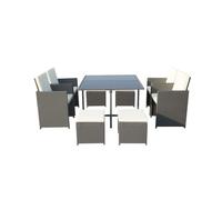 Valencia Rattan Garden Patio Dining Set by Royalcraft - 8 Seats Ivory Cushions