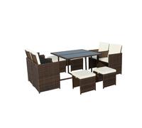 Valencia Rattan Garden Patio Dining Set by Royalcraft - 8 Seats Ivory Cushions