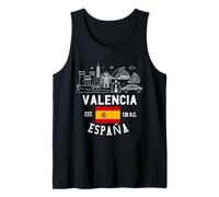 Valencia Skyline Spain Flag Souvenirs Valencia España Tank Top