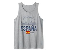 Valencia Skyline Spain Flag Souvenirs Valencia España Tank Top