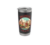 Valencia Spain Retro Distressed Circle Stainless Steel Insulated Tumbler