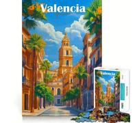 Valencia Spain View Painting Jigsaw Puzzles 1000 Pieces Focus Boost Fun Laser Cut for Flawless Fit Bonding Activity for Loved Ones (50x75cm)