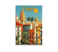 Valencia Spain Vintage Travel Art Posters Room Aesthetic Print Art Wall Canvas Modern Bedroom Decor 08x12inch(20x30cm)