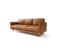 Valencia Toulon Leather Three Seats Sofa Cognac Italian Nappa 11000 Top Grain Leather Top Stitching French Seams