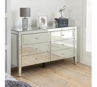 Valencia Wide Chest - 6 Drawer - Mirrored