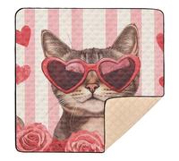 Valenrine's Day Cat Rose_1 Soft Thick Baby Playmat for Floor 1-Piecing Kicking Mat for Baby Toddler Infant, 50'' x 50''