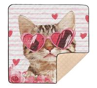 Valenrine's Day Cat Rose_4 Soft Thick Baby Gym & Activity Mat for Floor Water Resistant Activity Gym Mat for Baby Kids Toddlers Infants, 50'' x 50''