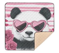 Valenrine's Day Cute Panda Pink Rose_4 Soft Thick Baby Activity Play Mat for Floor Lightweight Playroom Activity Mat for Babies Infants Toddlers, 50'' x 50''