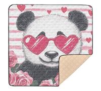 Valenrine's Day Panda Pink Rose_1 Soft Padded Baby Gym & Activity Mat for Indoor Outdoor Comfortable Baby Kick Crawling Mat for Babies Infants Toddlers, 50'' x 50''