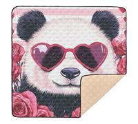 Valenrine's Day Panda Pink Rose_2 Soft Thick Baby Playmat for Indoor Outdoor Waterproof Infant Play Activity Mat for Babies Infants Toddlers, 50'' x 50''