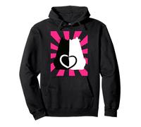 Valentin Retro Heart Cat 60s Woman Man Child Teen Pullover Hoodie