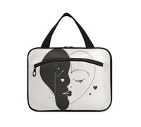 Valentine Abstract Lover White and Black Hanging Makeup Bag for Travel with Hook, Designer Necessities Waterproof Cosmetic Bag for Accessories for Women Travel bolso para maquillaje L