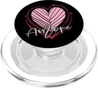 Valentine Abstract Pink Heart With The Word Amore PopSockets PopGrip for MagSafe