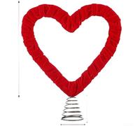 Valentine and Christmas tree ornament shaped like a heart with a spring metal base and flannel fabric for an elegant and playful holiday look (red)