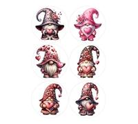Valentine Anniversary Love Gnomes Selection - Card Making Toppers Self Adhesive Circles - Glossy Finish Medium 88mm (3.5 inches) Diameter - Pack of 12 (Two Sheets of 6) - Crafts Labels