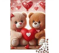 Valentine Bears1000pc Durable Cardboard Bear Love Jigsaw Puzzle Bundle Adults Kids Age 12+ Educational Game Creative Indoor Leisure Activity Gift 70x50cm/1000pcs