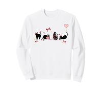 Valentine Black Cat Parade Heart Balloon Yarn & Bows Cute Sweatshirt