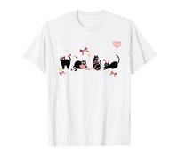 Valentine Black Cat Parade Heart Balloon Yarn & Bows Cute T-Shirt
