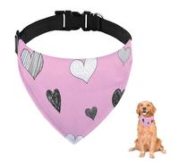 Valentine Black Heart Pink Dog Bandana With Adjustable Strap D Ring Dog Neckerchief Pet Bibs Triangle Bandana for Dogs Accessories Puppy Dogs Cats Decor Machine Washable