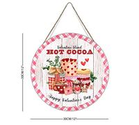 Valentine Blend Hot Chocolate Cake Welcome Door Sign Pink Buffalo Check Plaid Gingham Wood Plaque Art Sign Love Holidays Valentine Sign Wall Decor for Game Room Playroom 12x12in
