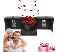 Valentine Box - Romantic Couple Box, Valentine's Day Gift 2 in 1 | Flower Display Stand, Elegant Organizer with Satin Ribbon and Drawer, Perfect for Girlfriend, Lover or