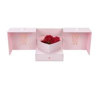 Valentine Box - Valentine Box for Girls, Valentine Box, Girlfriend Valentine Box, Valentine Box, Girlfriend Valentine Box, 2-in-1 Valentine Box with Drawer and Satin Ribbon for Couples, Lovers