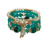 Valentine Bracelets Couple Jewelry Stackable Bead Bracelets for Men and Women Multilayer Stretch Bracelet Jewelry Set Multicolor Mom Man Precious Bracelet Rings, one size, Glass, No Gemstone