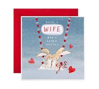 Valentine Card for Wife from Hallmark - Cute Bunnies on a Swing Design