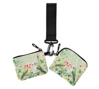 Valentine Cartoon Clover Flowers Love Bird Women's Wallets Card Cases Compact Size Coin Purse Wallet Bag with Zipper Pocket for Lady 2 Pcs, Valentine Cartoon Clover Flowers Love bird, One Size, Print
