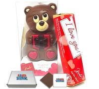 Valentine Chocolate Gift Set I Love You Gift Set: Chocolate Teddy Bear 55g + Milk Chocolate Bar With Hazelnut 45g Mother's Day Chocolate Gift Boxed Treatz