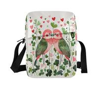 Valentine Clover Flowers Love Bird messenger bag cute mens crossbody Shoulder Handbag For Travel Adjustable Strap for work Outdoor Daily