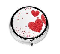 Valentine Colorful Small Pill Box 3 Compartment Portable Pill Box for Purse Pocket Heart Mini Medicine Organiser for Daily Vitamin Fish Oil Storage