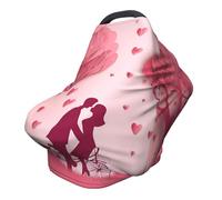Valentine Couple Nursing Cover 360° Full Coverage Romantic Heart Stretch Scarf for Breastfeeding and Car Seat Cover Fit for Most Pushchairs and Prams