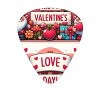 Valentine-Cute-Gnomes-Cartoon 12 Pack Guitar Picks With 3 Thicknesses And Storage Box, Abs Plectrums For Electric Bass Guitar Players